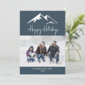 雪山ハッピーホリデーズブルーフォトクリスマス シーズンカード (スタンド正面)