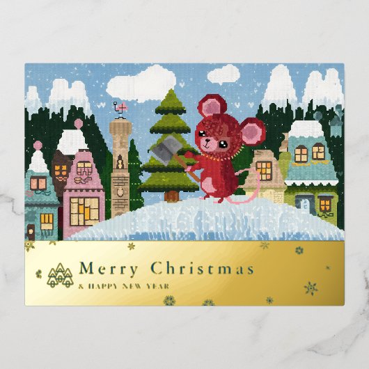 雪山マウスホイル休日ポストカードC 箔シーズンポストカード (正面)