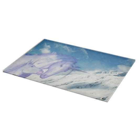 雪山ユニコーンの冬の景色 カッティングボード (角)