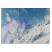雪山ユニコーンの冬の景色 カッティングボード (正面)