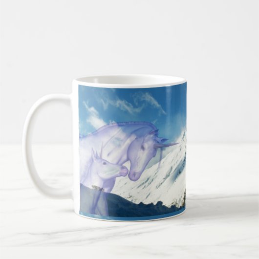 雪山ユニコーン・ツインビュー コーヒーマグカップ (左)