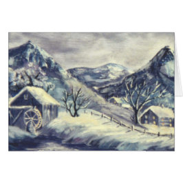 雪山ランドスケープカードの水色彩の鮮やか車場