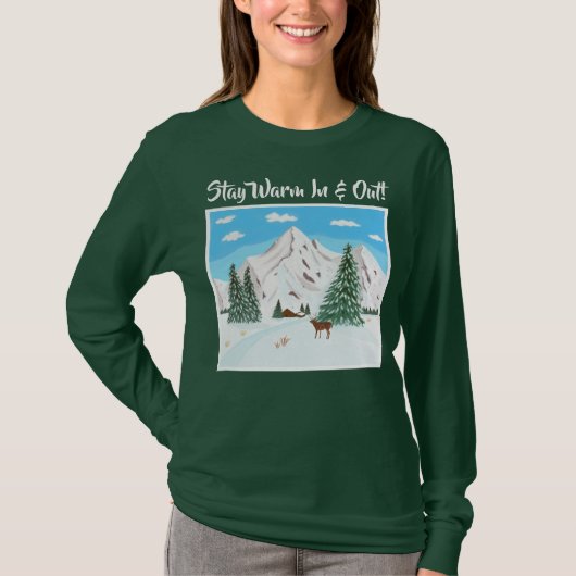 雪山ロングTシャツ グリーン Tシャツ (正面)