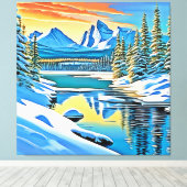 雪山反射 キャンバスプリント (インサイチュ (ウッドフロア))