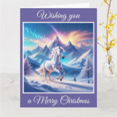 雪山威厳のあるユニコーン カード (黄色い花)