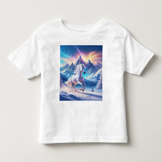 雪山威厳のあるユニコーン トドラーTシャツ (正面)