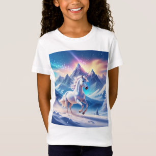 雪山威厳のあるユニコーン Tシャツ