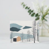 雪山抽象芸術はがき冬の休日 ポストカード (スタンド正面)