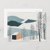 雪山抽象芸術はがき冬の休日 ポストカード (正面/裏面)