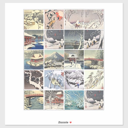 雪山日本絵画 シール (シート)