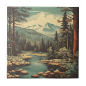 雪山林川の岩の風景 タイル (正面)