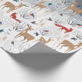 雪山素朴の北欧の冬の動物 ラッピングペーパー (角)