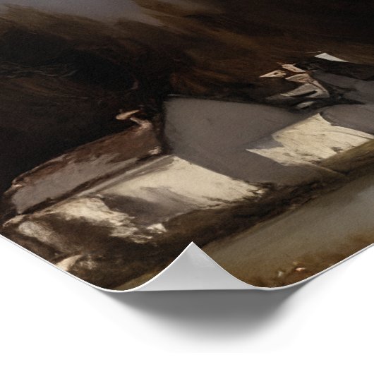 雪山絵画の湖 – 冬の芸術 ポスター (角)