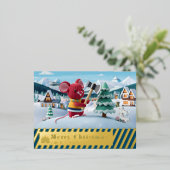 雪山赤マウスポストカードD 箔シーズンポストカード (立ち正面)