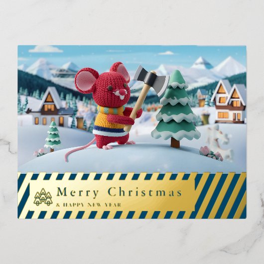 雪山赤マウスポストカードD 箔シーズンポストカード (正面)