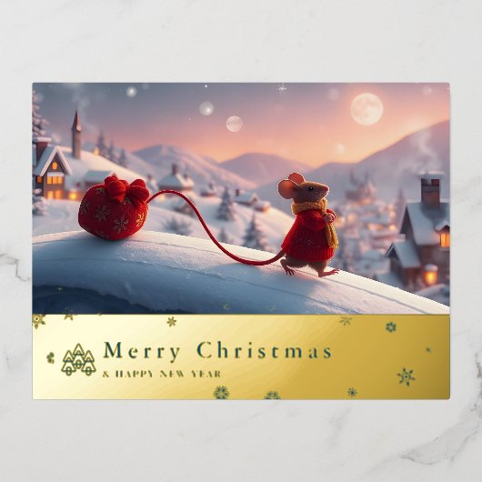 雪山赤マウスポストカードL 箔シーズンポストカード (正面)