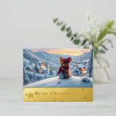 雪山赤マウスポストカードO 箔シーズンポストカード (立ち正面)