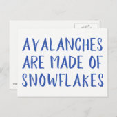 雪崩は雪崩、青いメッセージで作られる ポストカード (正面/裏面)