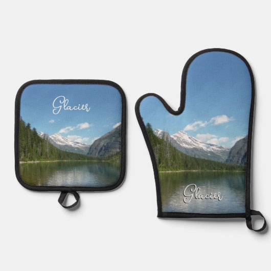 雪崩湖I氷河の国立公園 鍋つかみ&鍋敷きセット (正面)