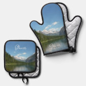 雪崩湖I氷河の国立公園 鍋つかみ&鍋敷きセット (正面/裏面)