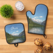 雪崩湖I氷河の国立公園 鍋つかみ&鍋敷きセット (トップダウン)