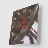 雪嵐（鳥）ショウジョウコウカンチョウ壁時計 スクエア壁時計 (傾斜)