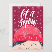 雪幸せな子供の冬ビーニーの休日 シーズンカード (正面)