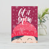 雪幸せな子供の冬ビーニーの休日 シーズンカード (スタンド正面)