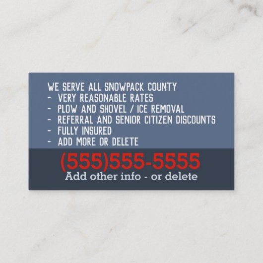 雪広告耕除雪業 名刺 (裏面)