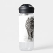 雪怒に黒い狼、野生の冬 ウォーターボトル (正面)