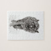 雪怒に黒い狼、野生の冬 ジグソーパズル (横)