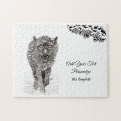 雪怒に黒い狼、野生の冬 ジグソーパズル (横)