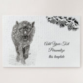 雪怒に黒い狼、野生の冬 ジグソーパズル (横)