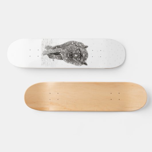 雪怒に黒い狼、野生の冬 スケートボード (横)