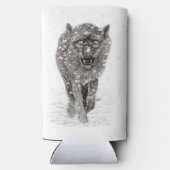 雪怒に黒い狼、野生の冬 スリム缶クーラー (裏面)