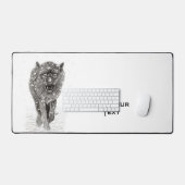 雪怒に黒い狼、野生の冬 デスクマット (キーボード&マウス)