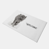 雪怒に黒い狼、野生の冬 ドアマット (アングル)