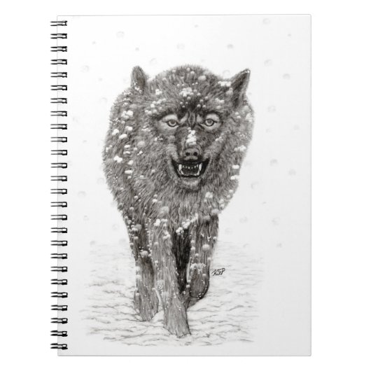 雪怒に黒い狼、野生の冬 ノートブック (正面)