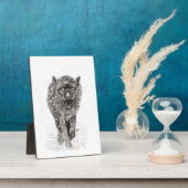 雪怒に黒い狼、野生の冬 フォトプラーク (側面)