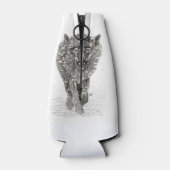 雪怒に黒い狼、野生の冬 ボトルクーラー (裏面)