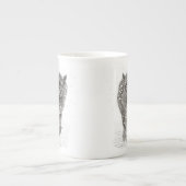 雪怒に黒い狼、野生の冬 ボーンチャイナマグカップ (正面)