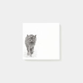 雪怒に黒い狼、野生の冬 ポストイット (正面)