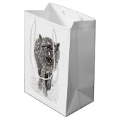 雪怒に黒い狼、野生の冬 ミディアムペーパーバッグ (裏面アングル)