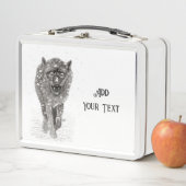 雪怒に黒い狼、野生の冬 メタルランチボックス (インサイチュ)