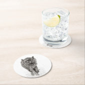 雪怒に黒い狼、野生の冬 ラウンドペーパーコースター (インサイチュ)