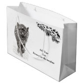 雪怒に黒い狼、野生の冬 ラージペーパーバッグ (裏面アングル)