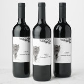 雪怒に黒い狼、野生の冬 ワインラベル (ボトル)