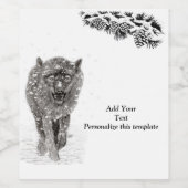 雪怒に黒い狼、野生の冬 ワインラベル (シングルラベル)