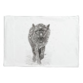 雪怒に黒い狼、野生の冬 枕カバー (裏面-左)