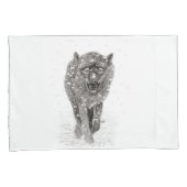 雪怒に黒い狼、野生の冬 枕カバー (正面右)